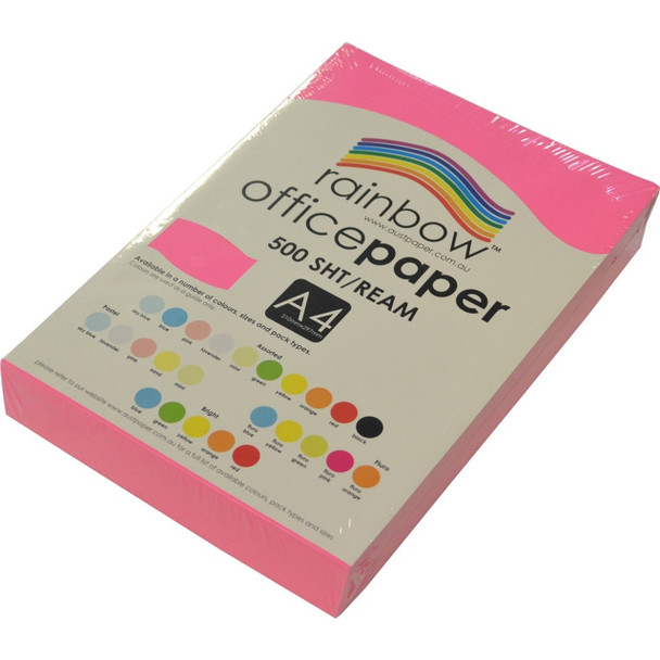 Rainbow Office Paper A4 75gsm Fluoro Pink Pack of 500