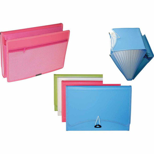 Expanding File Stat 13P + 1 Expanding Side Pocket Pink or Blue