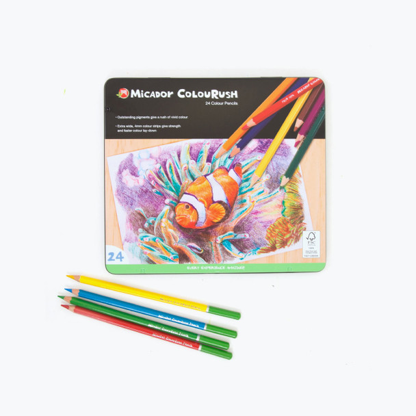 Micador ColouRush Coloured Pencils FSC 100% Assorted Tin of 24