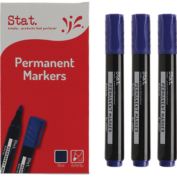 Marker Permanent Stat 2.0mm Bullet Nib Blue Box of 12