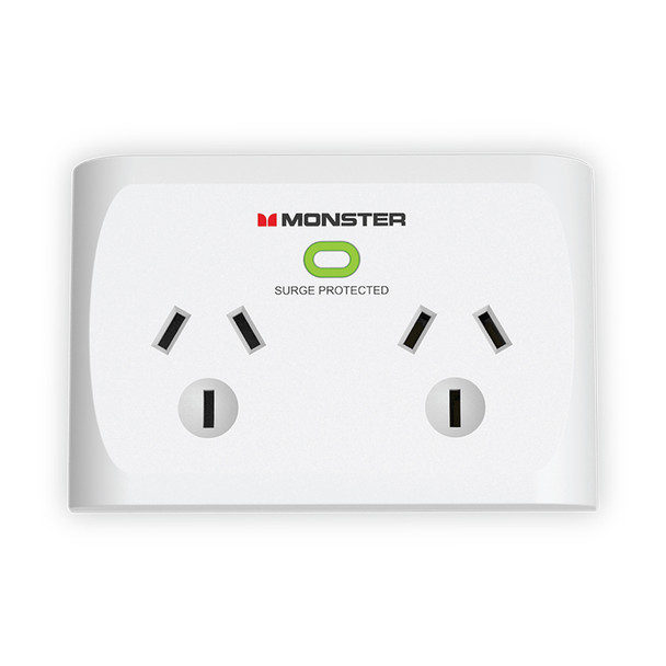 Monster Dual Socket Surge Protector White