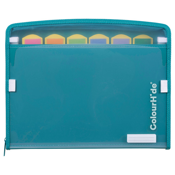 ColourHide A4 Expanding File Teal Green ZipIt - Pack of 6 | Mega Office Supplies