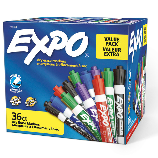 Expo Low Odor Dry Erase Whiteboard Marker Chisel Tip Assorted Box 36 | Mega Office Supplies