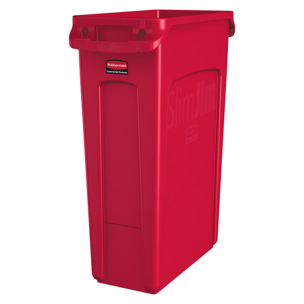 Rubbermaid Vented Slim Jim Container 87 Litre Red Pack of 4