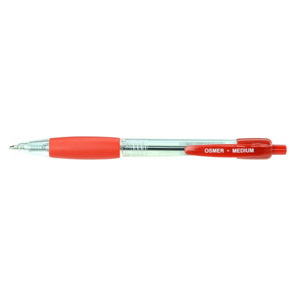 Osmer Red Retractable Ballpoint Pen Medium Box of 12