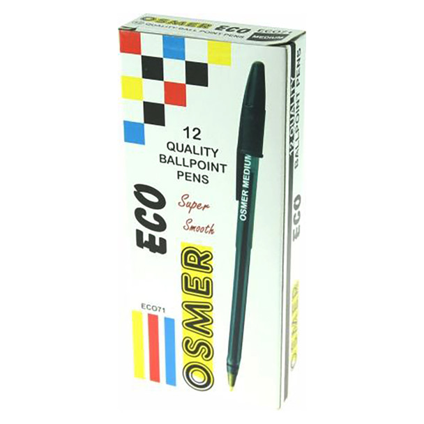 Osmer Economy Ballpoint Pen Medium Black Box of 12