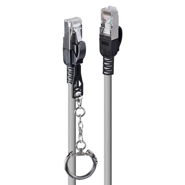 Lindy 5m Cat.6A S/FTP Locking Network Cable, Grey | Mega Office Supplies