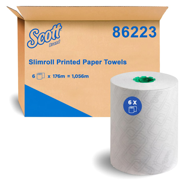 Scott Printed Slimroll Paper Towel 176m White Pack of 6