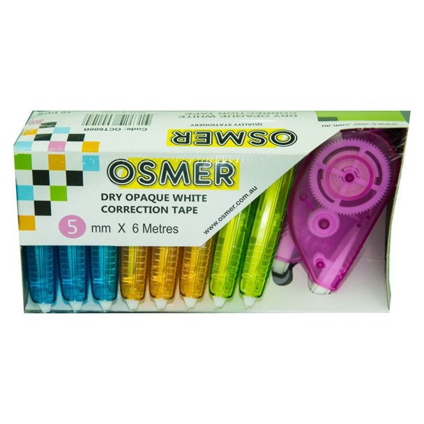 Osmer Correction Tape 5mm x 6m Assorted Box of 10