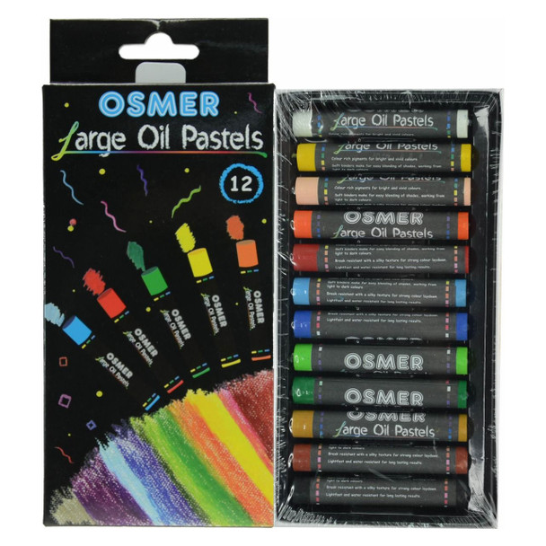 Osmer Oil Pastels 11mm Large 12 Assorted Colours Box of 12
