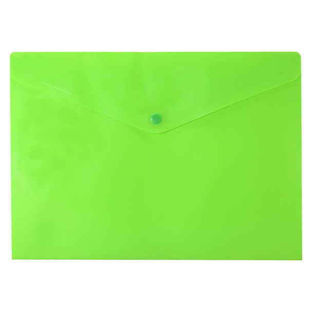 Osmer Document Wallet A4 with Button Closure Lime Green Pack of 12 | Mega Office Supplies