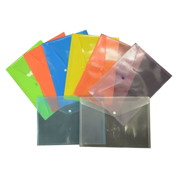 Osmer Lime Green Document Wallet A4 with Button Closure Pack of 12 | Mega Office Supplies