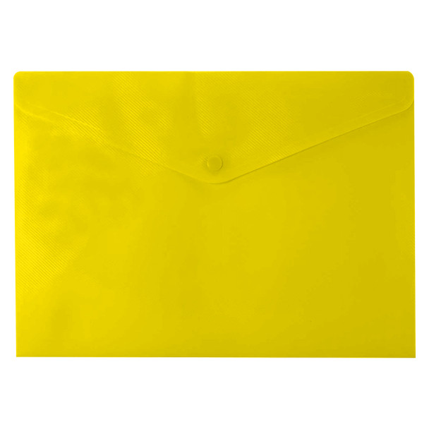 Osmer Document Wallet A4 with Button Closure Yellow Pack of 12 | Mega Office Supplies