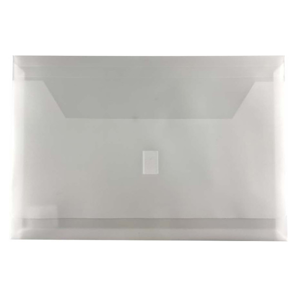 Osmer Document Wallet Foolscap with Gusset and Velcro Closure Frosted White Pack of 12 | Mega Office Supplies