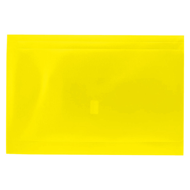 Osmer Document Wallet Foolscap with Gusset and Velcro Closure Yellow Pack of 12 | Mega Office Supplies