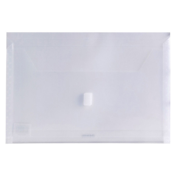 Osmer Document Wallet Foolscap with Gusset and Velcro Closure Clear Pack of 12 | Mega Office Supplies