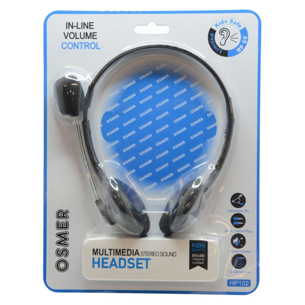 Osmer Headphone with Mic and Volume Control Green and Pink 3.5mm Plug Black | Mega Office Supplies