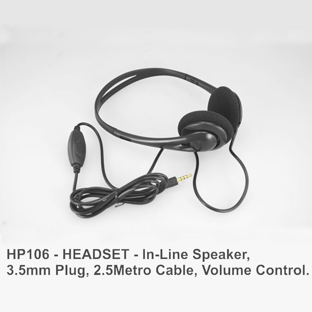 Osmer Black Headphone with Inline Mic and Volume Control Single 3.5mm Plug | Mega Office Supplies