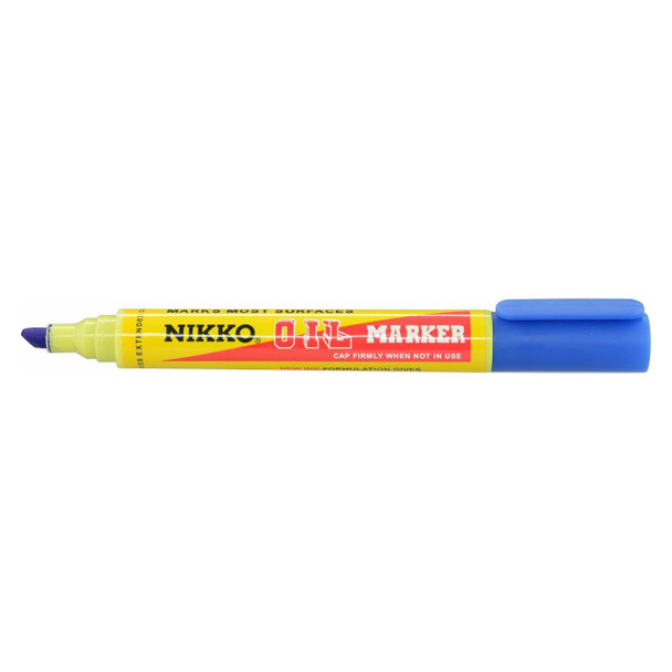Nikko Blue Permanent Oil Marker Chisel Tip Box of 12