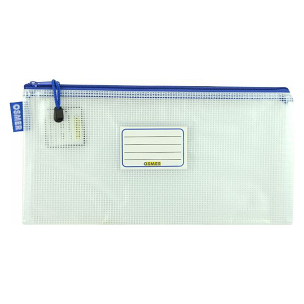 Osmer Mesh Case Clear 34 x 17cm Blue Zipper Pack of 12