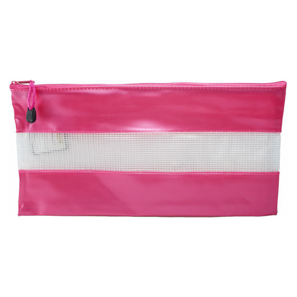 Osmer Assorted PVC Mesh Case with Coloured Bands 34cm x 17cm Pack of 12 | Mega Office Supplies