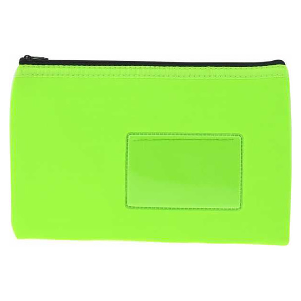 Osmer Neoprene Pencil Case 1 Zip with Name Card Insert 23cm x 15.5cm Lime Green Pack of 6 | Mega Office Supplies