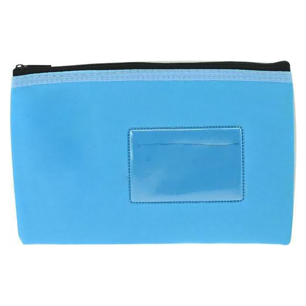 Osmer Neoprene Pencil Case 1 Zip with Name Card Insert 23cm x 15.5cm Light Blue Pack of 6 | Mega Office Supplies