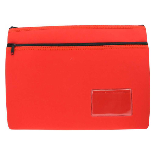 Osmer Neoprene Pencil Case 2 Zip with Name Card Insert 35.5cm x 26cm Red Pack of 6 | Mega Office Supplies