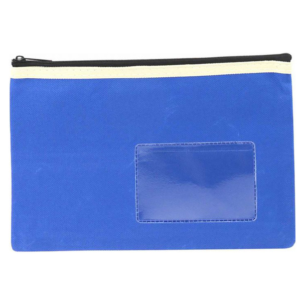 Osmer Polyester Pencil Case 1 Zip with Name Card Insert 23cm x 15.5cm Blue Pack of 6 | Mega Office Supplies