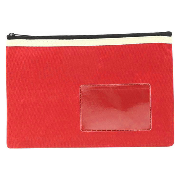 Osmer Polyester Pencil Case 1 Zip with Name Card Insert 23cm x 15.5cm Red Pack of 6 | Mega Office Supplies