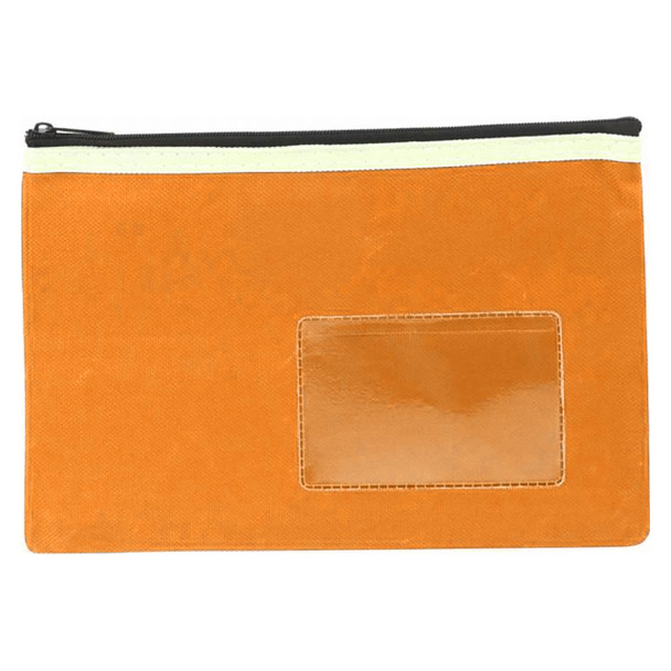 Osmer Polyester Pencil Case 1 Zip with Name Card Insert 23cm x 15.5cm Orange Pack of 6 | Mega Office Supplies
