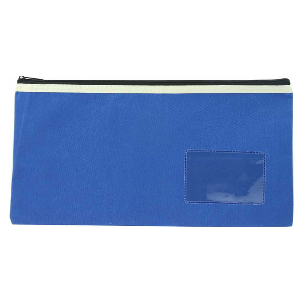 Osmer Polyester Pencil Case 1 Zip with Name Card Insert 35cm x 18cm Blue Pack of 6 | Mega Office Supplies