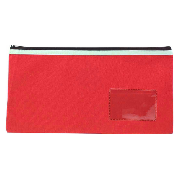 Osmer Polyester Pencil Case 1 Zip with Name Card Insert 35cm x 18cm Red Pack of 6 | Mega Office Supplies