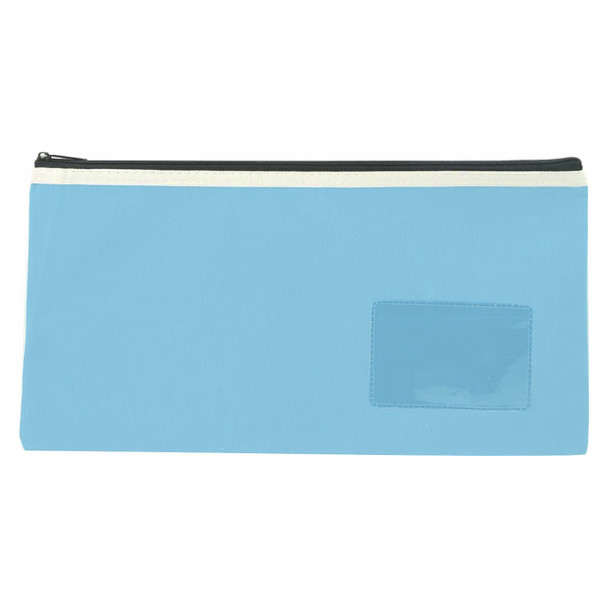 Osmer Polyester Pencil Case 1 Zip with Name Card Insert 35cm x 18cm Light Blue Pack of 6 | Mega Office Supplies