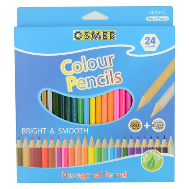 Osmer Colour Pencils Hexagonal Woodcase Pack of 24 Box of 8