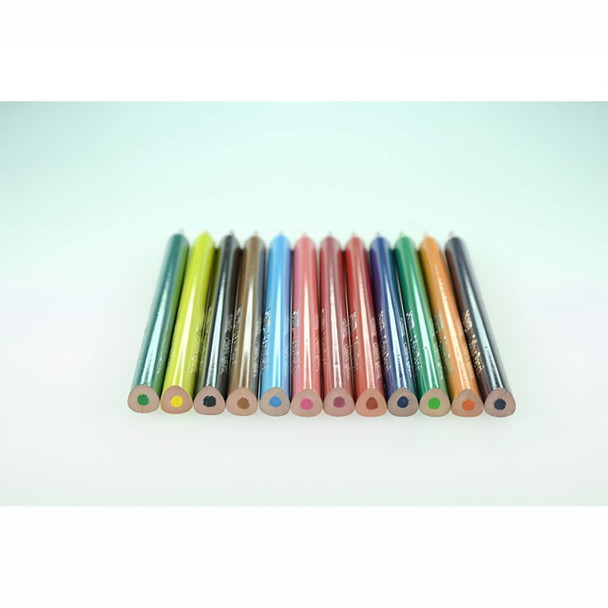 Osmer Assorted Jumbo Triangular Wood Case Colour Pencils Pack 12 Box of 8 | Mega Office Supplies