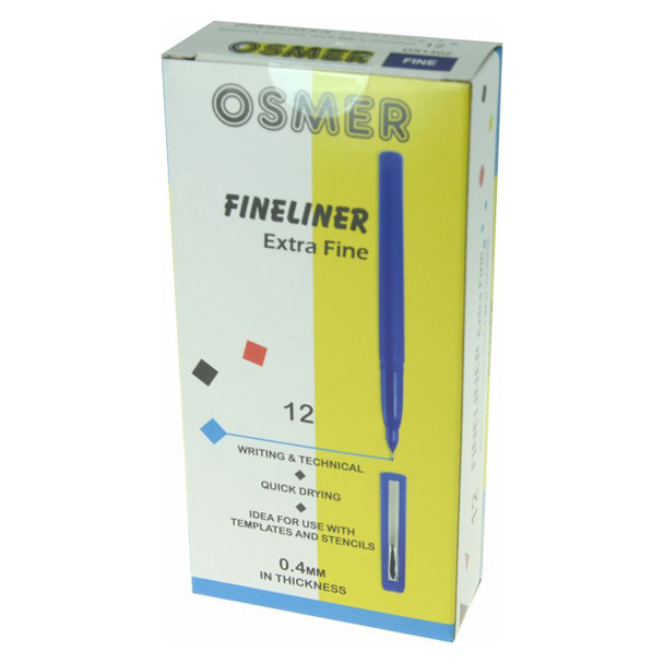 Osmer Fineliner Pen 0.4mm Blue Box of 12