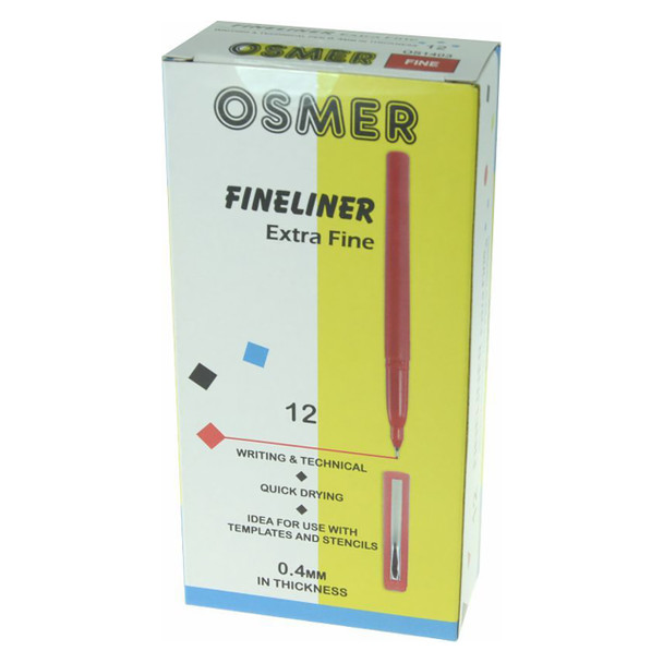 Osmer Fineliner Pen 0.4mm Red Box of 12