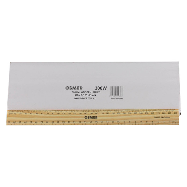 Osmer Ruler 30cm Wooden Unlacquered Pack of 25