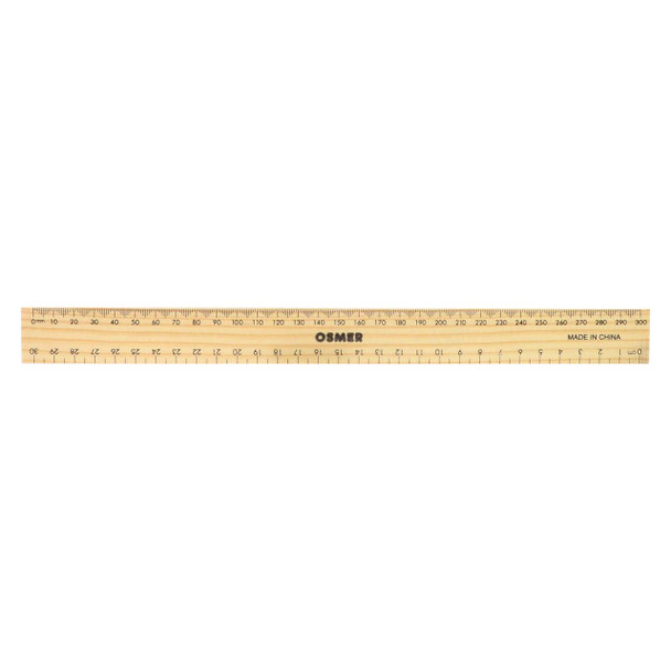 Osmer 30cm Ruler Wooden Unlacquered Pack of 25