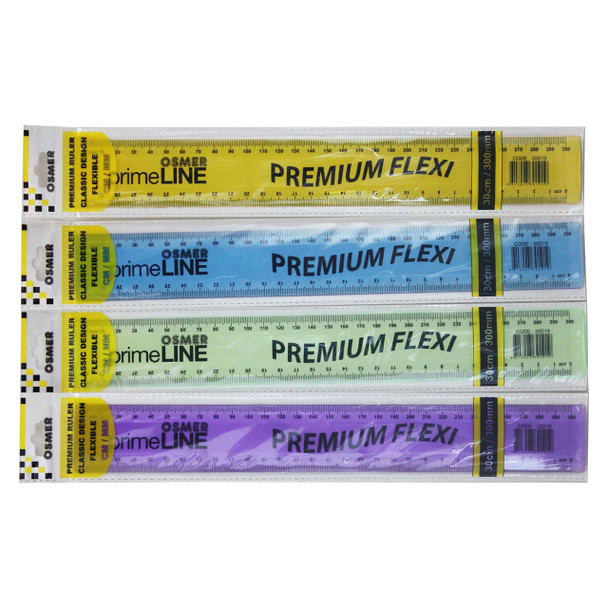 Osmer Ruler 30cm Premium Flexible Tinted Assorted Pack of 24