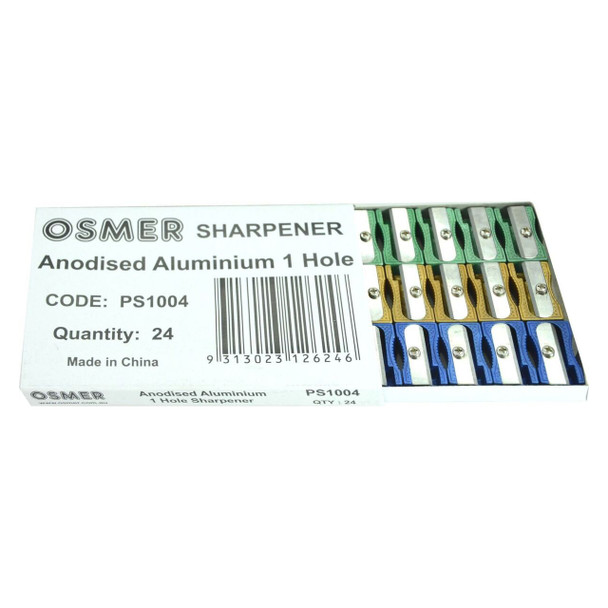 Osmer 1 Hole Sharpener Aluminium Metal Assorted Box of 24
