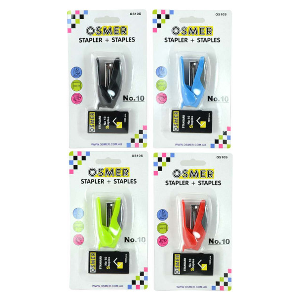 Osmer Stapler Assorted with Staples No 10 Pack 24