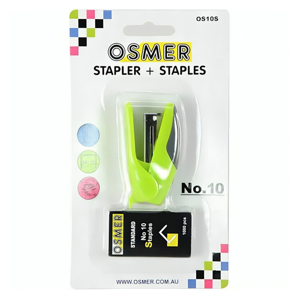 Osmer Assorted No.10 Stapler with Staples Pack of 24 | Mega Office Supplies