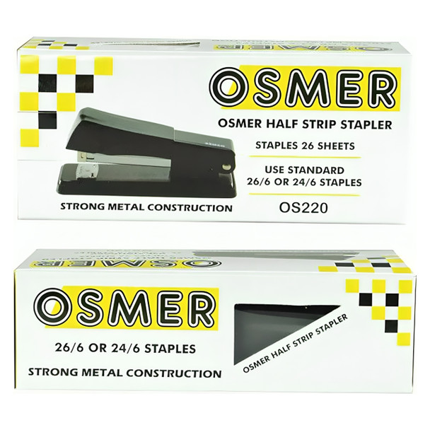 Osmer Metal Half Strip Stapler Black
