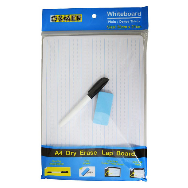 Osmer MDF Whiteboard A4 Plain and Dotted Thirds Kit Pack of 12 | Mega Office Supplies