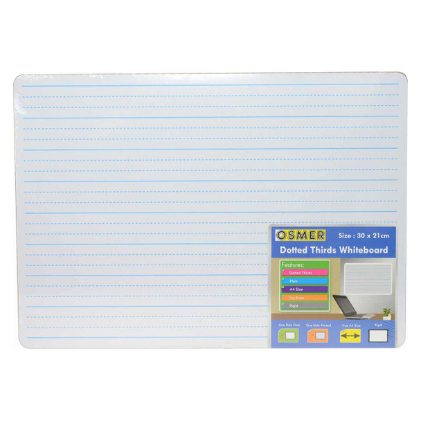 Osmer MDF Whiteboard A4 Plain and Dotted Thirds Double Sided White Pack of 12 | Mega Office Supplies