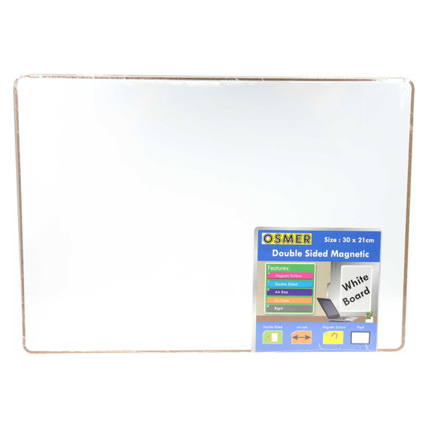 Osmer MDF Magnetic Whiteboard A4 Plain Double Sided Pack of 12