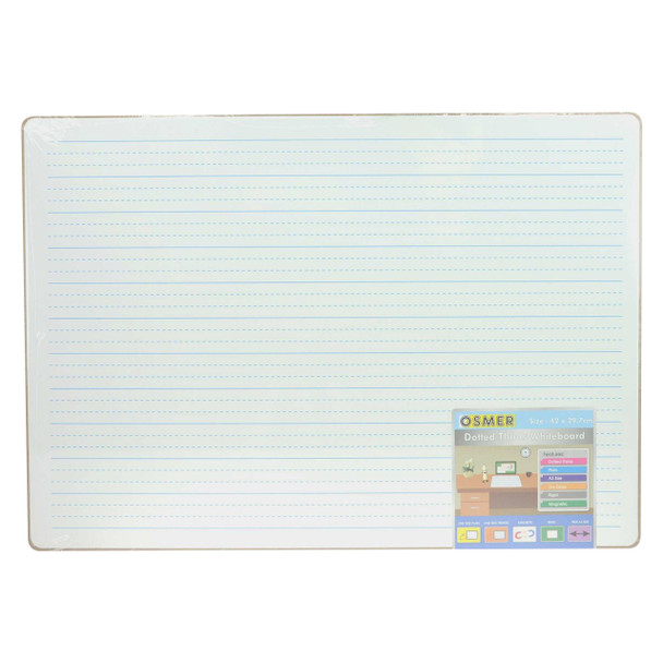 Osmer MDF Magnetic Whiteboard A3 420mm x 297mm Plain and Dotted Thirds Double Sided Pack of 12 | Mega Office Supplies