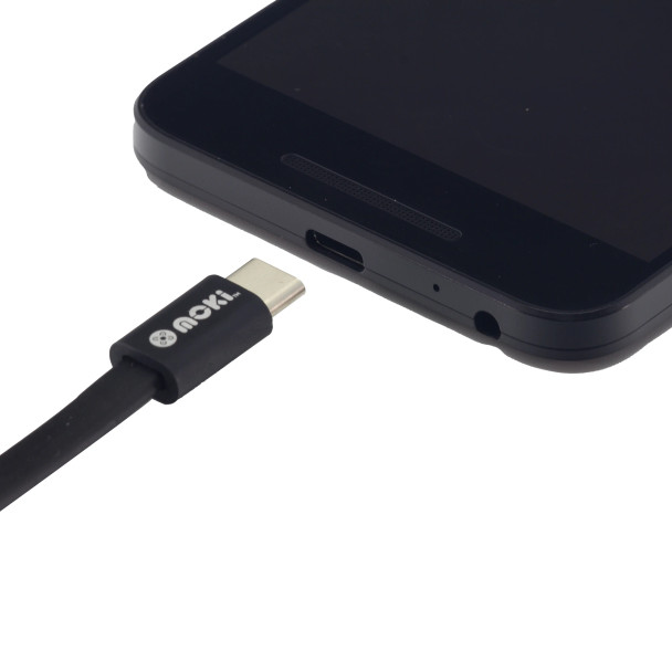 Moki 10cm USB-C to USB-A SynCharge Cable